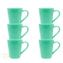 Jogo 6 Caneca Chá Café Verde 250ml em Porcelana - MUNDO DA PORCELANA