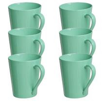 Jogo 6 Caneca Chá Café Verde 250ml em Porcelana