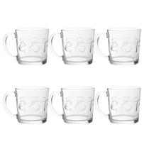 Jogo 6 Caneca de Vidro 340ml Cappuccino Café Chá Coffe Florende Em Casa Tem