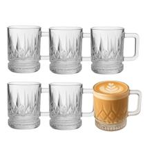 Jogo 6 Caneca de Vidro Café Cappuccino Mozaico Elusia 250ml Em Casa Tem