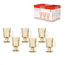 Jogo 6 caneca irish de vidro graffiato ambar 220 ml - hauskraft Jogo 6 caneca irish de vidro graffiato ambar 220 ml - hauskraft