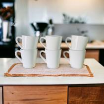 Jogo 6 Caneca Tulipa Café Porcelana Branca Kit Xícaras Lisa