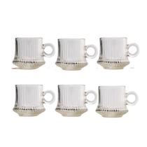 Jogo 6 Caneca Xícara De Vidro Para Café Chá 85ml Canelada Lines Jogo 6 Caneca Xícara De Vidro Para Café Chá 85ml Canelada Lines