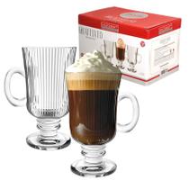 Jogo 6 Caneca Xícara Irish Coffe Vidro Canelada Cappuccino Expresso Café Alça 220ml Jogo 6 Caneca Xícara Irish Coffe Vidro Canelada Cappuccino Expresso Café Alça 220ml