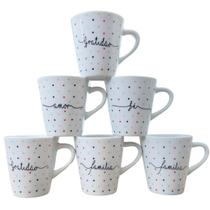 Jogo 6 Canecas 120ml - Dec. Caneca Completa - Poá Colorido Jogo 6 Canecas 120ml - Dec. Caneca Completa - Poá Colorido