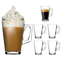 Jogo 6 Canecas Café Cappuccino Expresso Alto Vidro 250ml