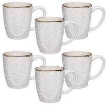 Jogo 6 Canecas Café Chá Porcelana Ryo Maresia Oxford 260ml Kit Completo