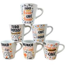 Jogo 6 canecas Cônicas 120ml Flork Café - Porcelana