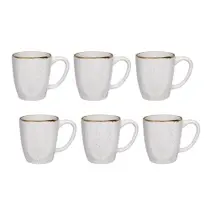 Jogo 6 Canecas De Café Porcelana Ryo Maresia Oxford 260ml Kit Completo