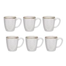 Jogo 6 Canecas De Café Porcelana Ryo Maresia Oxford 260ml Kit Completo