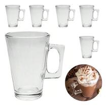 Jogo 6 Canecas De Vidro 250 Ml Capuccino Chá Café Xícara Transparente Jogo 6 Canecas De Vidro 250 Ml Capuccino Chá Café Xícara Transparente