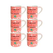 Jogo 6 Canecas Porcelana 280 ml Dia Das Mães
