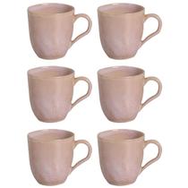Jogo 6 Canecas Rosas 273ml Cerâmica Xícaras Chá Porto Brasil Litchi Degrade