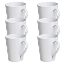 Jogo 6 Canecas Tulipa Branca Café Chá Porcelana 250ml