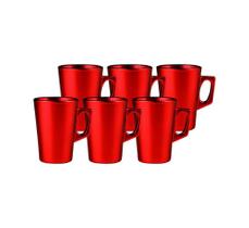Jogo 6 Canecas Vidro Café Vermelha Barcelona Hauskraft 140ml