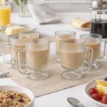 Jogo 6 Canecas Xícaras De Vidro Canelada Café Cappuccino Expresso 95ml Jogo 6 Canecas Xícaras De Vidro Canelada Café Cappuccino Expresso 95ml