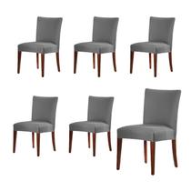 Jogo 6 Capas Para Cadeira De Malha Lisa Cinza Jogo 6 Capas Para Cadeira De Malha Lisa Cinza