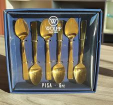 Jogo 6 Colheres De Café Em Aço Inox - Wolff Pisa Dourado Jogo 6 Colheres De Café Em Aço Inox - Wolff Pisa Dourado