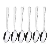 Jogo 6 Colheres de Sobremesa Aço Inox Prata Linha Bronze Em Casa Tem Jogo 6 Colheres de Sobremesa Aço Inox Prata Linha Bronze Em Casa Tem