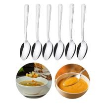 Jogo 6 Colheres de Sopa Aço Inox Cor Prata Linha Bronze Em CasaTem 19cm Jogo 6 Colheres de Sopa Aço Inox Cor Prata Linha Bronze Em CasaTem 19cm