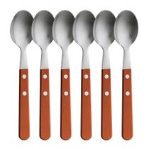 Jogo 6 Colheres de Sopa Cabo de Madeira Churrasco Astana 20cm Em Casa Tem
