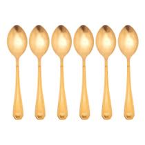 Jogo 6 Colheres Dourada de Mesa Sopa Jantar Victoria Gold Inox Fratelli