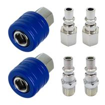 Jogo 6 Conectores Engate Rápido 1 4 Pneumáticos Compressor