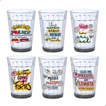 Jogo 6 Copo Americano de Vidro Personalizado - Presente Dia da Mulher 190ml
