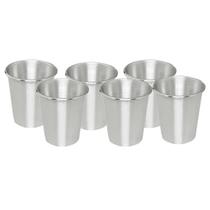 Jogo 6 Copo De Aluminio Polido Resistente Merenda Escolar