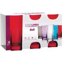 Jogo 6 Copos 320 ml Bali Vermelho Cozinha Bebida - Casa Linda