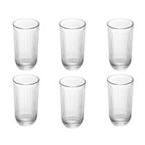 Jogo 6 Copos Alto Canelado Vidro 233ml Elegante e Resistente