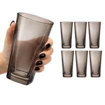 Jogo 6 Copos Alto De Vidro Grosso 280ml Quadrado Liso Luxo Jogo 6 Copos Alto De Vidro Grosso 280ml Quadrado Liso Luxo