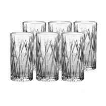 Jogo 6 Copos Alto Long Drink Cristal Água Suco 390ml Forest Transparente Resistente