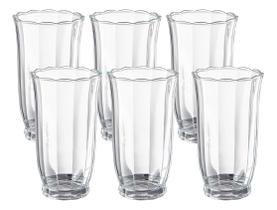 Jogo 6 Copos Alto Peach Vidro Long Drink 350ml Translúcido