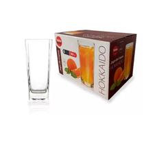 Jogo 6 Copos Altos de Vidro 350ml Quadrado Hokkaido PJ129-12