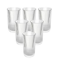 Jogo 6 Copos Altos De Vidro Graffiato Canelado Água 400ml