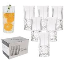 Jogo 6 Copos Altos de Vidro Lapidado - Laradore Royal 350ml Jogo 6 Copos Altos de Vidro Lapidado - Laradore Royal 350ml