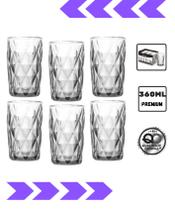 Jogo 6 Copos Altos Diamond 400Ml Original Line Vidro Grosso