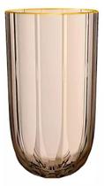 Jogo 6 copos altos Refinatto em vidro com borda dourada 400ml A13,5cm, cor caramelo
