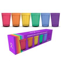 Jogo 6 Copos Americanos Rainbow Pride Neon 190mL Nadir Figueiredo Arco-iris Colorido Vidro