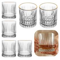 Jogo 6 Copos Baixo 330ml Whisky e Bebidas em Cristal Borda Fio de Ouro Diamante Lyor Jogo 6 Copos Baixo 330ml Whisky e Bebidas em Cristal Borda Fio de Ouro Diamante Lyor