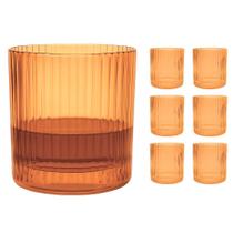 Jogo 6 Copos Baixo De Vidro Whisky Luxo Âmbar Canelado 320ml Jogo 6 Copos Baixo De Vidro Whisky Luxo Âmbar Canelado 320ml
