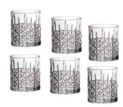 Jogo 6 Copos Baixos De Cristal Lapidado Whisky Água Drinks