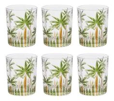Jogo 6 Copos baixos Em Cristal Wolff Palm Tree Hand Paint 340ml Jogo 6 Copos baixos Em Cristal Wolff Palm Tree Hand Paint 340ml
