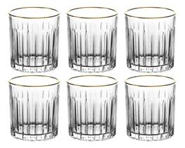 Jogo 6 Copos Baixos Soho Em Cristal Com Borda Dourada 310ml