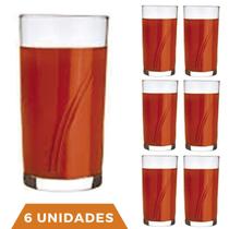Jogo 6 Copos Brisa 300ml Agua Vidro Transparente Suco Nadir