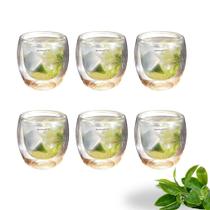Jogo 6 Copos Café Chá Parede Dupla 80ml Vidro Borossolicato Quente Frio Shot Térmico Temperatura Efeito Isolante Resistente Conjunto Italiano Bugatti