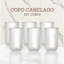 Jogo 6 Copos Canelados de Vidro - 423ml - Em Casa Tem Jogo 6 Copos Canelados de Vidro - 423ml - Em Casa Tem