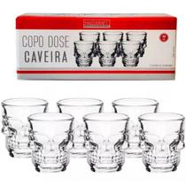 Jogo 6 Copos Caveira Vidro Shot Dose Vodka Skull Tequila Bar 50ml HausKraft