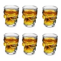 Jogo 6 Copos Caveira Vidro Shot Dose Vodka Skull Tequila Bar 50ml - Lyor